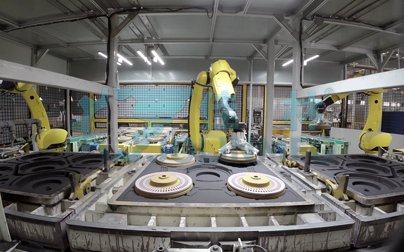 剎車盤(pán)視覺(jué)機(jī)器人工作站（3臺(tái)機(jī)器人協(xié)同）